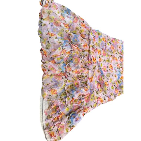 LoveShackFancy Desra Floral Ruffle Mini Dress 100% Viscose Lined Pink XS - Picture 6 of 14